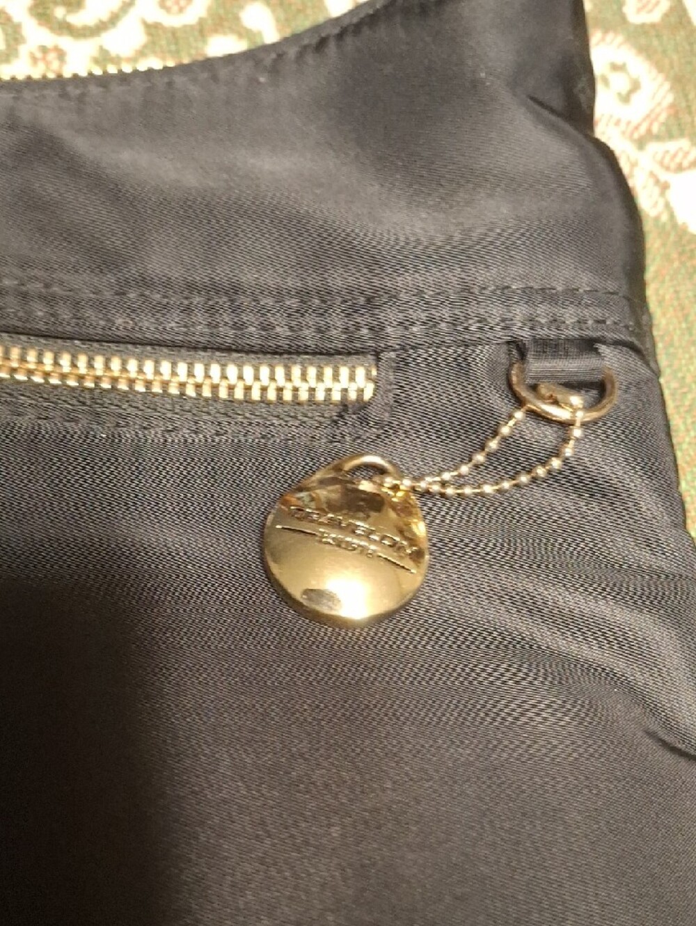 Black Nylon Crossbody Bag with Gold Hardware - Picture 3 of 13